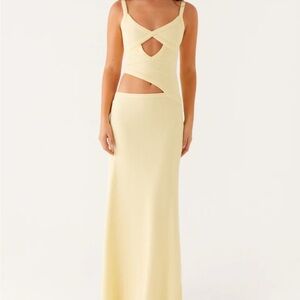 Peppermayo exclusive Jocelyn maxi dress yellow cut out XS